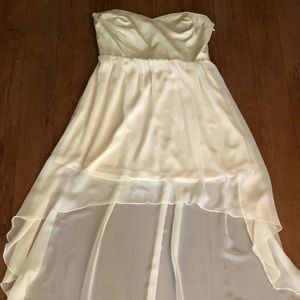 Strapless high low cream dress